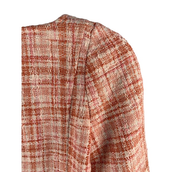 Talbots Cotton Blend Tweed Style Orange/White Jacket 6 Blazer - Picture 6 of 7